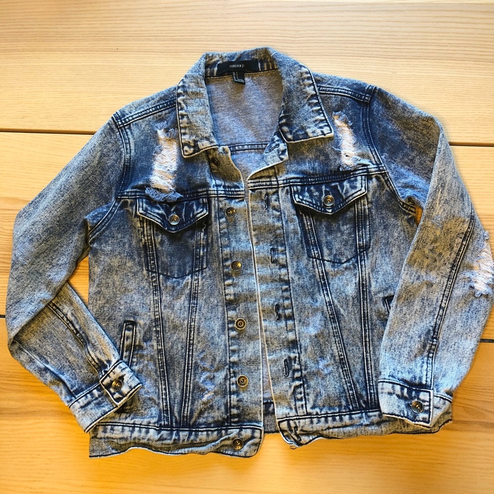 F21 acid wash jean jacket